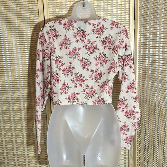 Windsor Thin Cropped Pink Roses Corset Top With Bra Cups Front Hooks Small - Picture 12 of 16